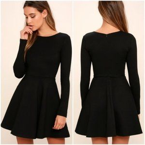 NWT Lulus Forever Chic Black Long Sleeve Dress size S